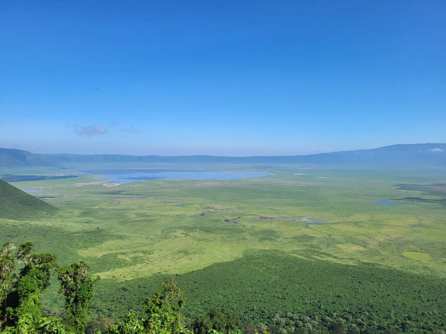 Wide view across Ngorongoro Crater