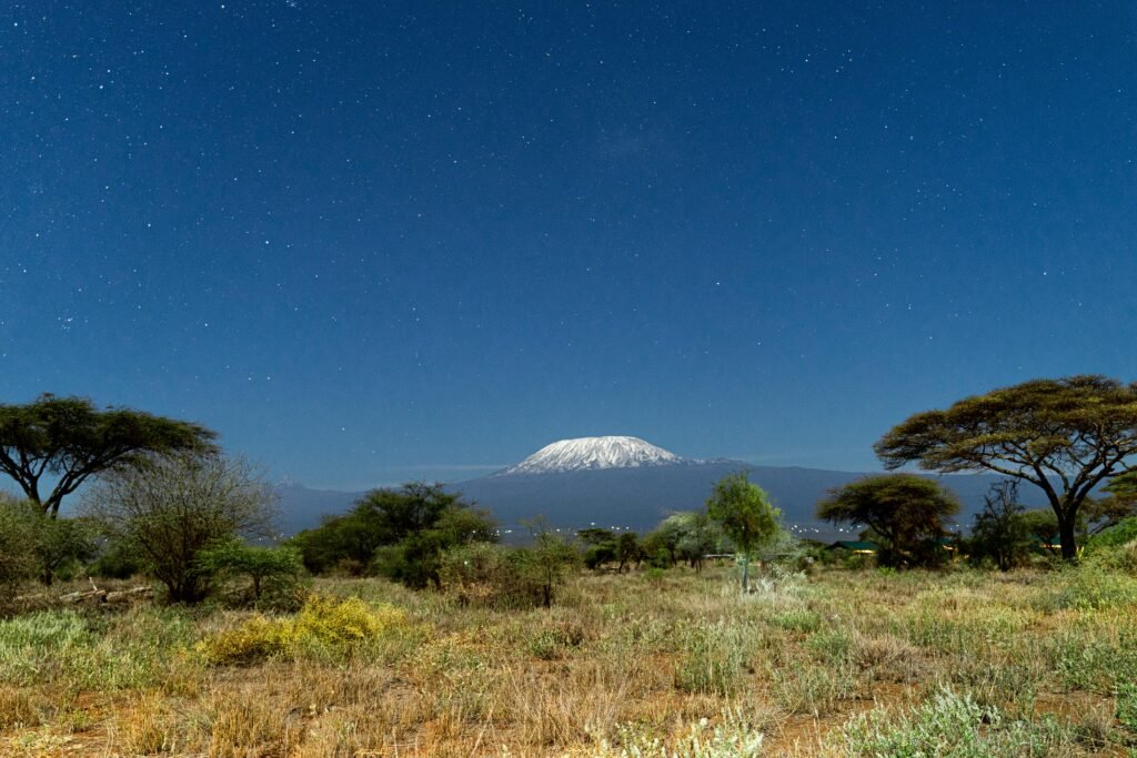 Snow-capped Mount Kilimanjaro in northern Tanzania