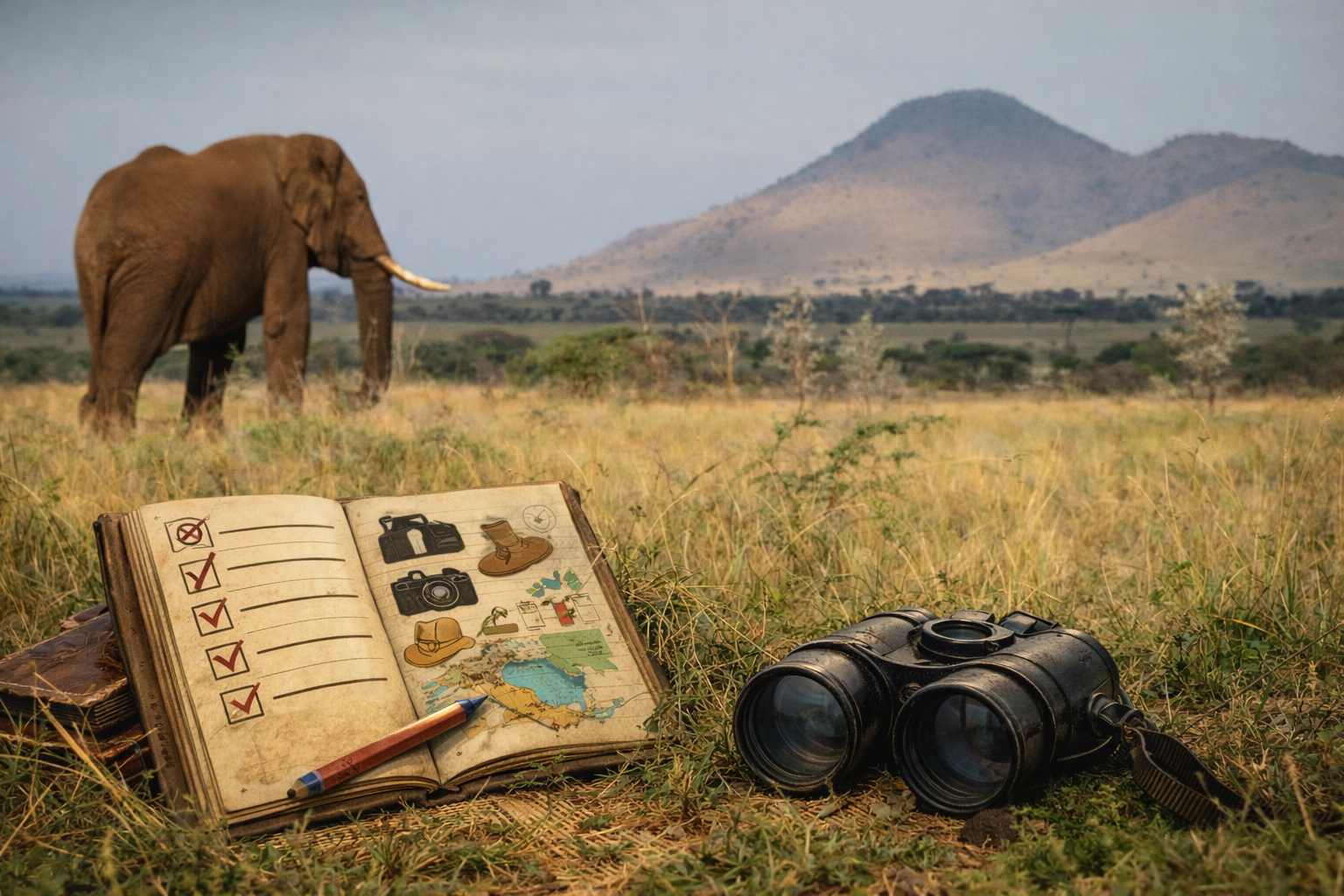 Tanzania safari travel checklist with safari essentials